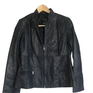 Genuine Leather Croc Embossed Jacket Size S By Alfani